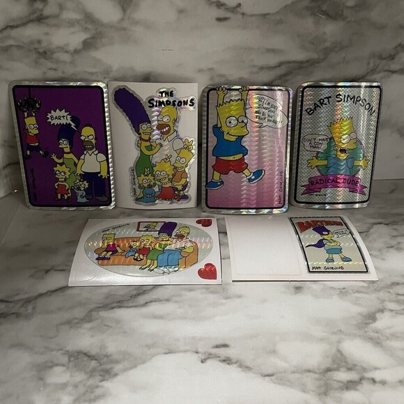 Vintage Lot of 6 The SIMPSONS Vending Machine Prism Stickers Bart Homer Marge - Picture 2 of 9